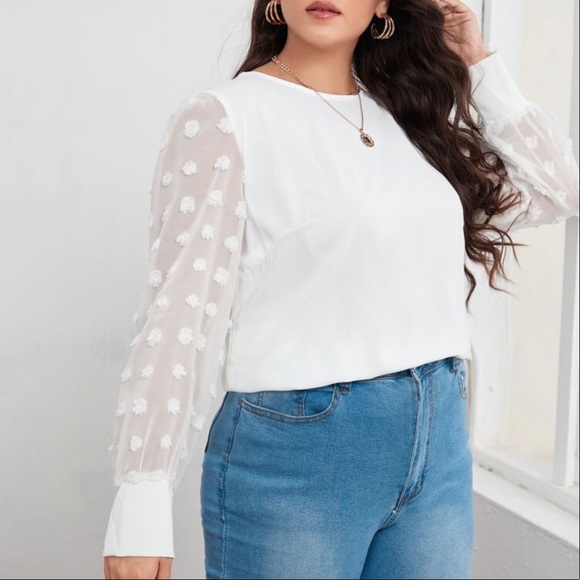 Elegant Dotted Sleeve Blouse - Picture 8 of 8